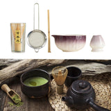 Maxbell 5Pcs Matcha Set Handmade Utensils Chinese Traditional Matcha Bowl with Spout Purple