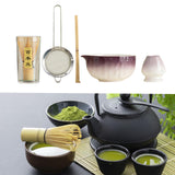 Maxbell 5Pcs Matcha Set Handmade Utensils Chinese Traditional Matcha Bowl with Spout Purple