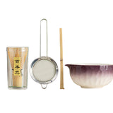 Maxbell 5Pcs Matcha Set Handmade Utensils Chinese Traditional Matcha Bowl with Spout Purple