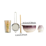 Maxbell 5Pcs Matcha Set Handmade Utensils Chinese Traditional Matcha Bowl with Spout Purple