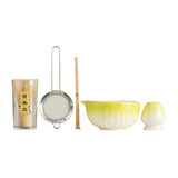 Maxbell 5Pcs Matcha Set Handmade Utensils Chinese Traditional Matcha Bowl with Spout Yellow