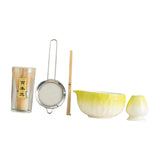 Maxbell 5Pcs Matcha Set Handmade Utensils Chinese Traditional Matcha Bowl with Spout Yellow