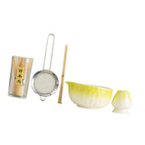 Maxbell 5Pcs Matcha Set Handmade Utensils Chinese Traditional Matcha Bowl with Spout Yellow