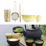 Maxbell 5Pcs Matcha Set Handmade Utensils Chinese Traditional Matcha Bowl with Spout Yellow