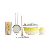 Maxbell 5Pcs Matcha Set Handmade Utensils Chinese Traditional Matcha Bowl with Spout Yellow