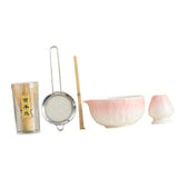 Maxbell 5Pcs Matcha Set Handmade Utensils Chinese Traditional Matcha Bowl with Spout Pink