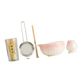 Maxbell 5Pcs Matcha Set Handmade Utensils Chinese Traditional Matcha Bowl with Spout Pink