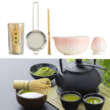 Maxbell 5Pcs Matcha Set Handmade Utensils Chinese Traditional Matcha Bowl with Spout Pink