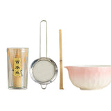 Maxbell 5Pcs Matcha Set Handmade Utensils Chinese Traditional Matcha Bowl with Spout Pink