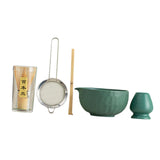 Maxbell 5x Matcha Set Bamboo Spoon Sifter Handcrafted Portable Japanese Matcha Whisk Green