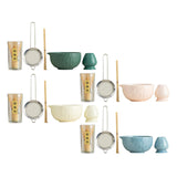 Maxbell 5x Matcha Set Bamboo Spoon Sifter Handcrafted Portable Japanese Matcha Whisk Green