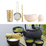 Maxbell 5x Matcha Set Bamboo Spoon Sifter Handcrafted Portable Japanese Matcha Whisk Pink