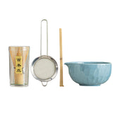 Maxbell 5x Matcha Set Bamboo Spoon Sifter Handcrafted Portable Japanese Matcha Whisk Blue
