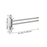 Maxbell 180Degree Swivel Towel Bar Shower Washroom Home Decor Towel Rack Wall Mount 2 Arms 34.5x18cm