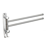 Maxbell 180Degree Swivel Towel Bar Shower Washroom Home Decor Towel Rack Wall Mount 2 Arms 34.5x18cm