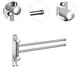 Maxbell 180Degree Swivel Towel Bar Shower Washroom Home Decor Towel Rack Wall Mount 2 Arms 34.5x18cm