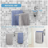 Maxbell 180Degree Swivel Towel Bar Shower Washroom Home Decor Towel Rack Wall Mount 2 Arms 34.5x18cm