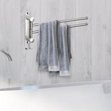 Maxbell 180Degree Swivel Towel Bar Shower Washroom Home Decor Towel Rack Wall Mount 2 Arms 34.5x18cm