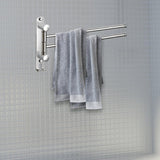 Maxbell 180Degree Swivel Towel Bar Shower Washroom Home Decor Towel Rack Wall Mount 2 Arms 34.5x18cm
