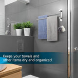 Maxbell 180Degree Swivel Towel Bar Shower Washroom Home Decor Towel Rack Wall Mount 2 Arms 34.5x18cm