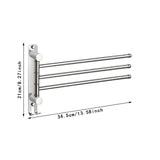 Maxbell 180Degree Swivel Towel Bar Shower Washroom Home Decor Towel Rack Wall Mount 3 Arms 34.5x21cm