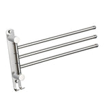 Maxbell 180Degree Swivel Towel Bar Shower Washroom Home Decor Towel Rack Wall Mount 3 Arms 34.5x21cm