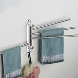 Maxbell 180Degree Swivel Towel Bar Shower Washroom Home Decor Towel Rack Wall Mount 4 Arms 34.5x24cm