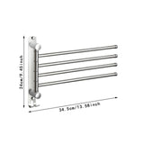 Maxbell 180Degree Swivel Towel Bar Shower Washroom Home Decor Towel Rack Wall Mount 4 Arms 34.5x24cm