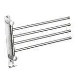 Maxbell 180Degree Swivel Towel Bar Shower Washroom Home Decor Towel Rack Wall Mount 4 Arms 34.5x24cm
