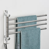 Maxbell 180Degree Swivel Towel Bar Shower Washroom Home Decor Towel Rack Wall Mount 4 Arms 34.5x24cm