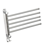Maxbell 180Degree Swivel Towel Bar Shower Washroom Home Decor Towel Rack Wall Mount 5 Arms 34.5x28cm