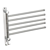Maxbell 180Degree Swivel Towel Bar Shower Washroom Home Decor Towel Rack Wall Mount 5 Arms 34.5x28cm