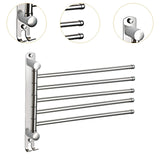 Maxbell 180Degree Swivel Towel Bar Shower Washroom Home Decor Towel Rack Wall Mount 5 Arms 34.5x28cm