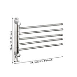 Maxbell 180Degree Swivel Towel Bar Shower Washroom Home Decor Towel Rack Wall Mount 5 Arms 34.5x28cm