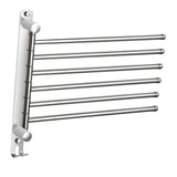 Maxbell 180Degree Swivel Towel Bar Shower Washroom Home Decor Towel Rack Wall Mount 6 Arms 34.5x31.5cm