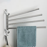 Maxbell 180Degree Swivel Towel Bar Shower Washroom Home Decor Towel Rack Wall Mount 6 Arms 34.5x31.5cm