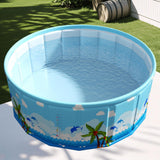 Maxbell Foldable Kiddie Pool Non Inflatable Swimming Pool for Garden Backyard Summer 120x45cm
