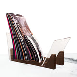 Maxbell Vinyl Record Storage Holder Portable Rack Wood Stand with Clear Acrylic Ends Coffee
