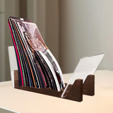 Maxbell Vinyl Record Storage Holder Portable Rack Wood Stand with Clear Acrylic Ends Coffee