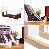 Maxbell Vinyl Record Storage Holder Portable Rack Wood Stand with Clear Acrylic Ends Coffee