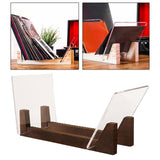Maxbell Vinyl Record Storage Holder Portable Rack Wood Stand with Clear Acrylic Ends Coffee