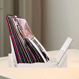 Maxbell Vinyl Record Storage Holder Portable Rack Wood Stand with Clear Acrylic Ends White