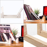 Maxbell Vinyl Record Storage Holder Portable Rack Wood Stand with Clear Acrylic Ends White