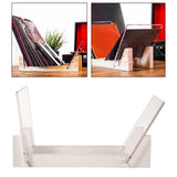 Maxbell Vinyl Record Storage Holder Portable Rack Wood Stand with Clear Acrylic Ends White