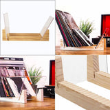 Maxbell Vinyl Record Storage Holder Portable Rack Wood Stand with Clear Acrylic Ends Wood