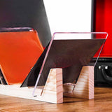 Maxbell Vinyl Record Storage Holder Portable Rack Wood Stand with Clear Acrylic Ends Wood