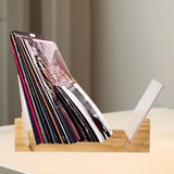 Maxbell Vinyl Record Storage Holder Portable Rack Wood Stand with Clear Acrylic Ends Wood