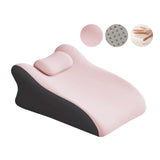 Maxbell Back Pillow Memory Cotton Wedge Prone Pillow for Office Dorm Watching Movies pink with head brace