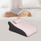 Maxbell Back Pillow Memory Cotton Wedge Prone Pillow for Office Dorm Watching Movies pink with head brace