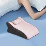 Maxbell Back Pillow Memory Cotton Wedge Prone Pillow for Office Dorm Watching Movies pink with head brace